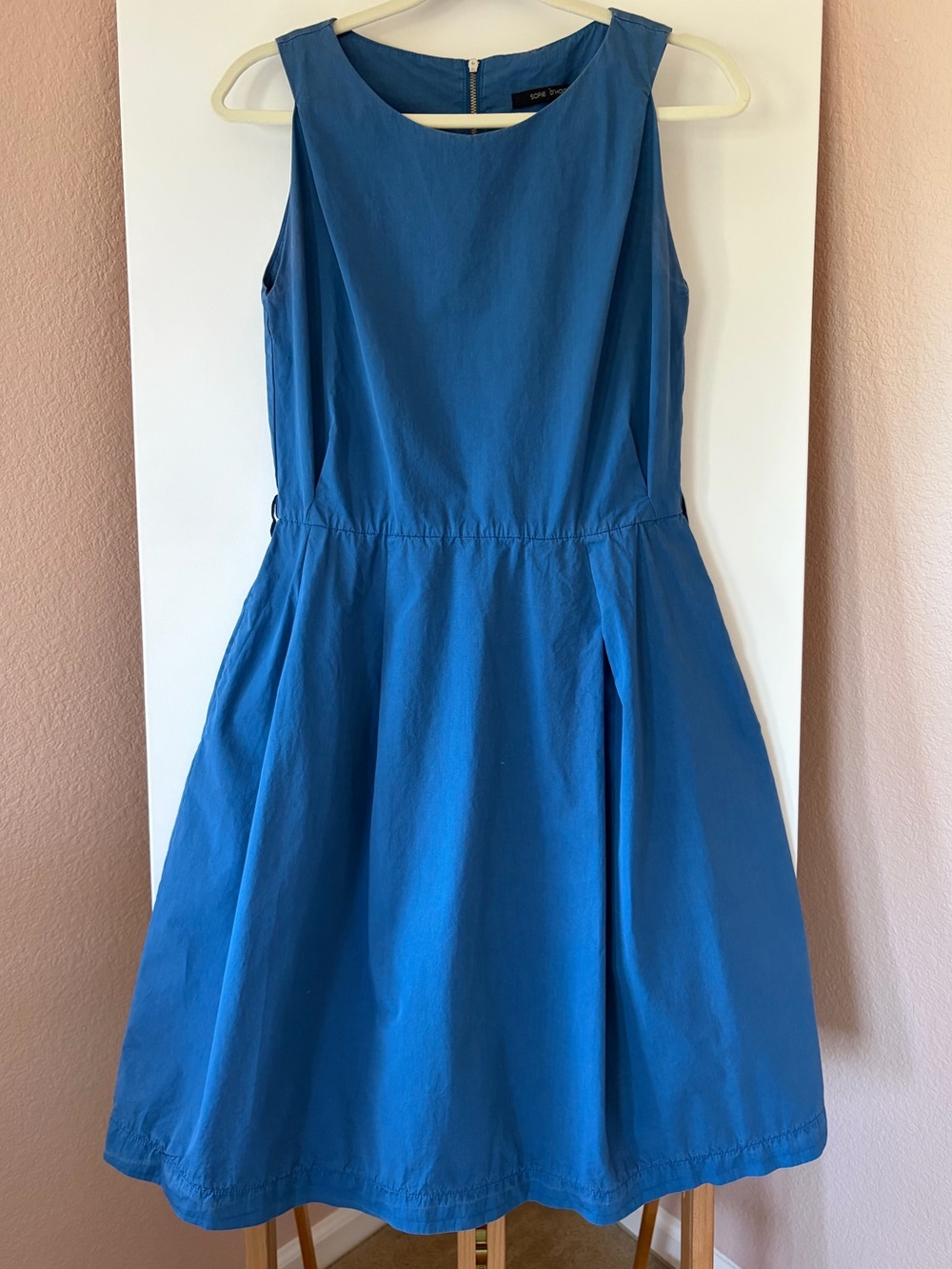 Sofie D'Hoore Belgium Indigo Garment Dyed Cotton Pocket Midi Dress Size 38 US 6